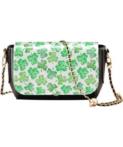 St. Patrick's Day Crossbody Handbag Cute Green Shamrock PU Leather Shoulder Bag Sturdy Travel Pouch Compact Chic Bag for Wome...