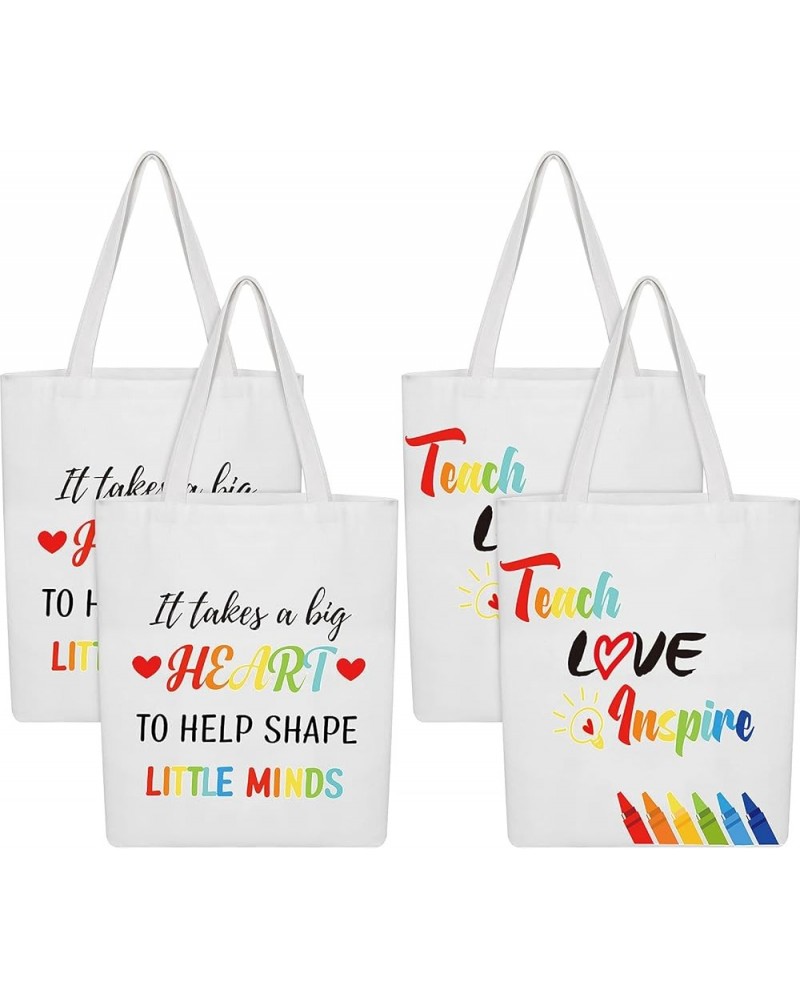 4 Pcs Teacher Appreciation Gift Teacher Canvas Tote Bag (Adorable Style) Vivid Style $13.63 Totes