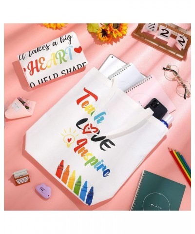 4 Pcs Teacher Appreciation Gift Teacher Canvas Tote Bag (Adorable Style) Vivid Style $13.63 Totes