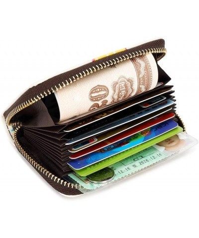 Credit Card Holders RFID Leather Small Wallet for Women Zipper Coin Purse Compact Card Cases Khaki Pony_010 $7.79 Wallets