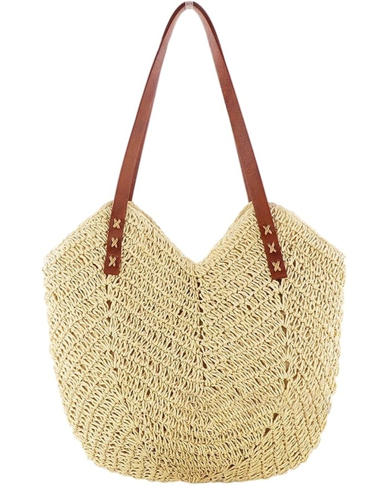 Shoulder Bags Women Hollow Woven Bag Casual Straw Bags Beige $15.38 Shoulder Bags