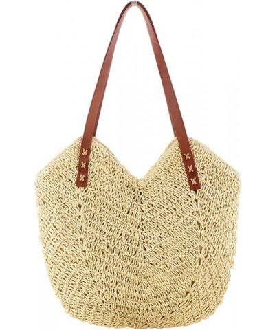 Shoulder Bags Women Hollow Woven Bag Casual Straw Bags Beige $15.38 Shoulder Bags