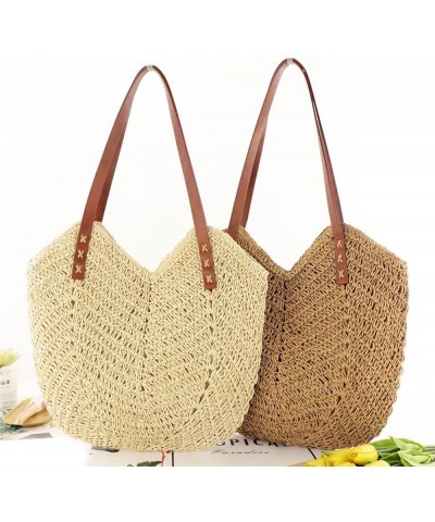 Shoulder Bags Women Hollow Woven Bag Casual Straw Bags Beige $15.38 Shoulder Bags