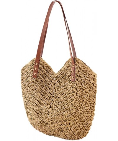 Shoulder Bags Women Hollow Woven Bag Casual Straw Bags Beige $15.38 Shoulder Bags