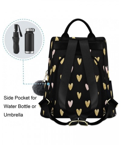 Golden Hearts Backpack Purse for Women Anti Theft Fashion Back Pack Shoulder Bag $21.99 Backpacks