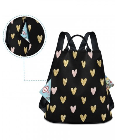 Golden Hearts Backpack Purse for Women Anti Theft Fashion Back Pack Shoulder Bag $21.99 Backpacks