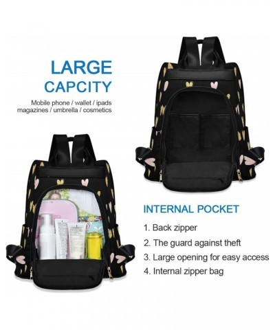 Golden Hearts Backpack Purse for Women Anti Theft Fashion Back Pack Shoulder Bag $21.99 Backpacks