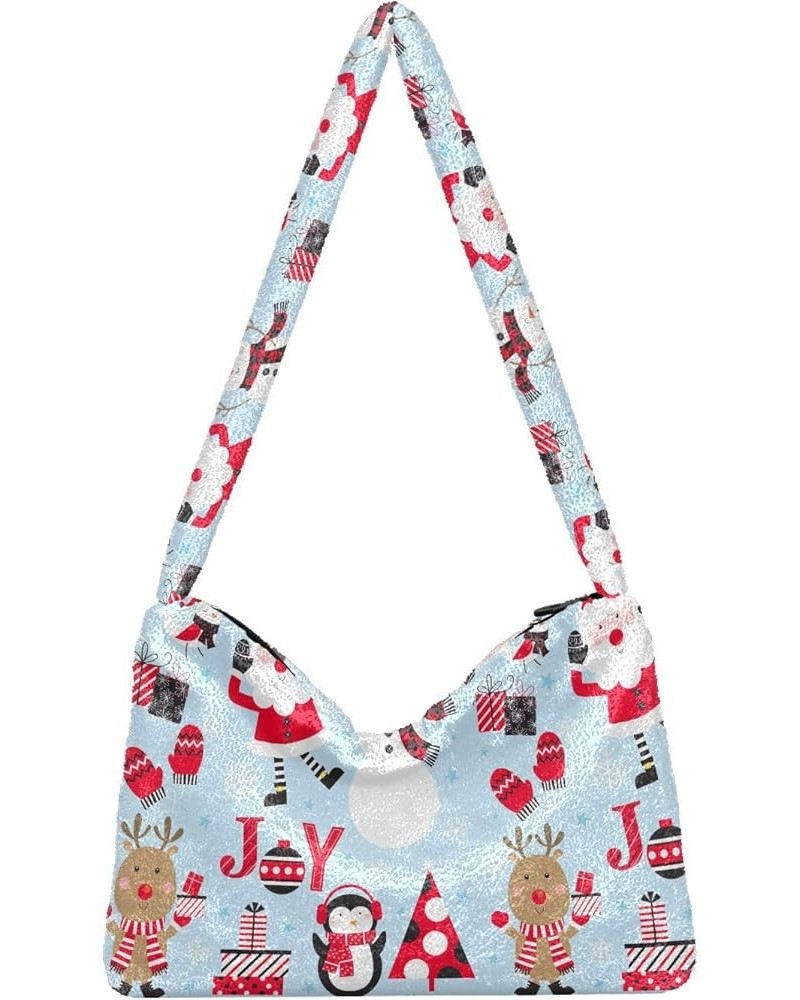 Silhouettes Trees Snowflakes Shoulder Handbag Purse, Plush Tote Ladies Crossbody Hobo Purses, Chic Shoulder Bag Cute Christma...