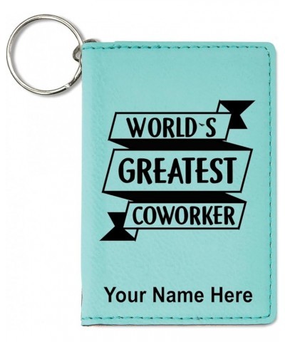 ID Holder Wallet, World's Greatest Coworker, Personalized Engraving Included (Light Brown) Teal $14.83 Wallets