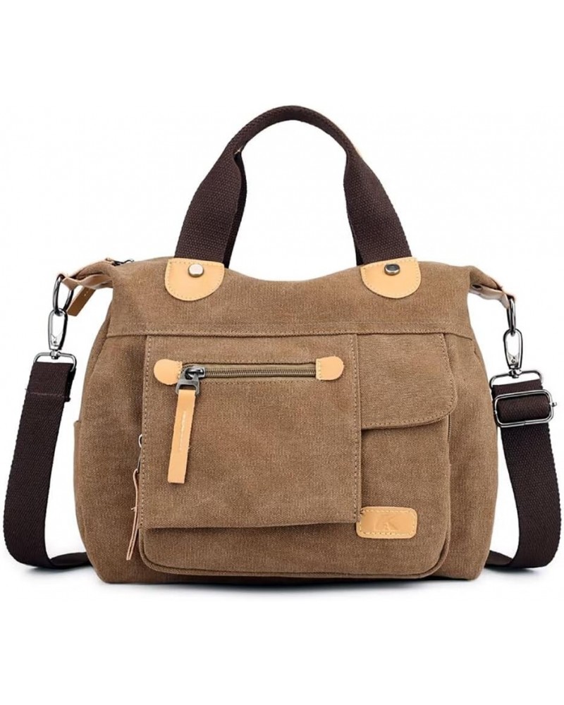 Canvas Handbag for Women Multi-pockets Shoulder Handbag Casual Hobo Crossbody Purse Roomy Tote Bag for Work Travel Brown $26....