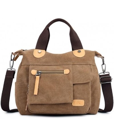 Canvas Handbag for Women Multi-pockets Shoulder Handbag Casual Hobo Crossbody Purse Roomy Tote Bag for Work Travel Brown $26....