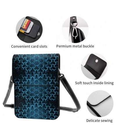 Geometric 3D Blue Polygon Light Abstract Small Crossbody Cell Phone Purse for Women Mini Messenger Leather Shoulder Wallet $1...