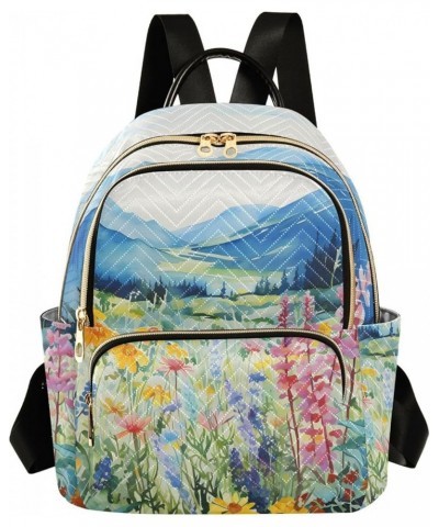 Pink-purple Wildflower Bushes Fashion Travel Backpack for Women Multi Pockets Lightweight Purse for Women-S Multicolor Medium...