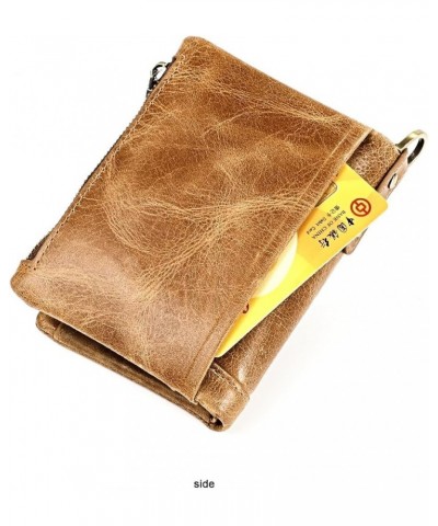 Casual Leather Men's Short Bifold Wallet Wallet Wallet Coin Pocket Men Zipper Retro Multifunction Short Wallet 12.3*9.5cm Bro...