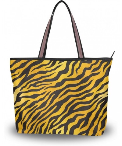 Tiger Print Shoulder Bag Top Handle Tote Bag Handbag for Women $18.28 Handbags