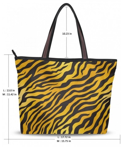 Tiger Print Shoulder Bag Top Handle Tote Bag Handbag for Women $18.28 Handbags