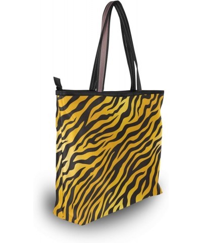 Tiger Print Shoulder Bag Top Handle Tote Bag Handbag for Women $18.28 Handbags