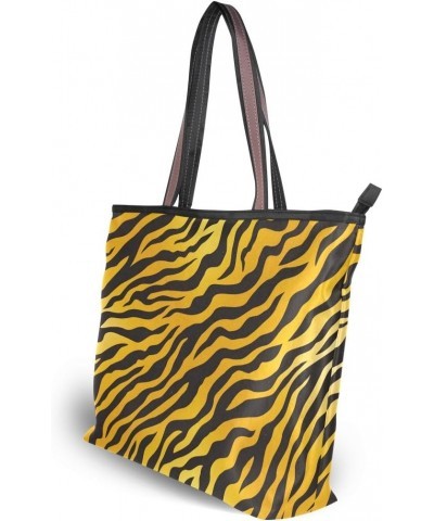 Tiger Print Shoulder Bag Top Handle Tote Bag Handbag for Women $18.28 Handbags