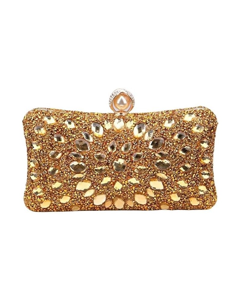 Crystal Box Clutch, Women Rhinestone Purse Handbag, Jeweled Evening Bags Gold $16.52 Evening Bags