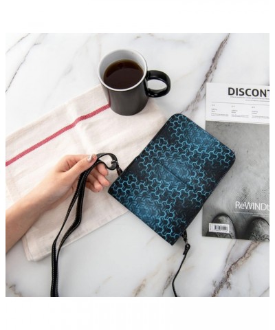 Geometric 3D Blue Polygon Light Abstract Small Crossbody Cell Phone Purse for Women Mini Messenger Leather Shoulder Wallet $1...