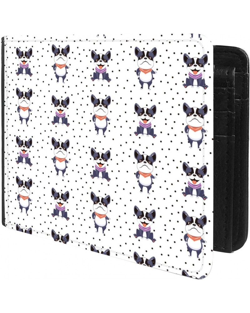 Unique Desige Pattern - Cute Boston Terrier Dogs, Slim Front Pocket Wallet Billfold RFID Blocking $8.54 Wallets