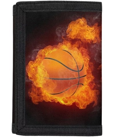 Fire Water Puck Print Canvas Wallet with Photo, RFID Trifold Canvas Wallets for Outdoor School Travel Slim Money Organizer Fl...