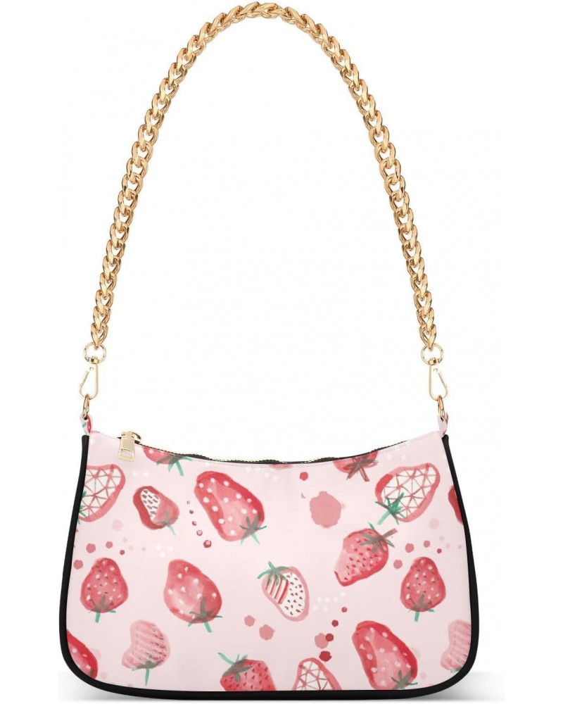 Doodle Strawberry Shoulder Bags for Women Crossbody Bags Tote Handbag Stylish Clutch Purse with Chain Strap 7.1x11x2.8 in $16...