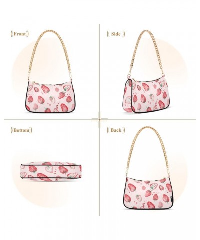 Doodle Strawberry Shoulder Bags for Women Crossbody Bags Tote Handbag Stylish Clutch Purse with Chain Strap 7.1x11x2.8 in $16...