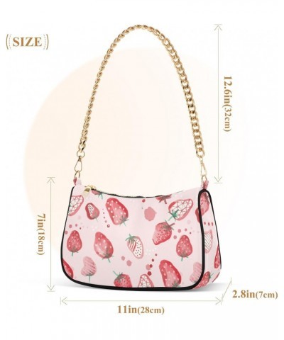 Doodle Strawberry Shoulder Bags for Women Crossbody Bags Tote Handbag Stylish Clutch Purse with Chain Strap 7.1x11x2.8 in $16...