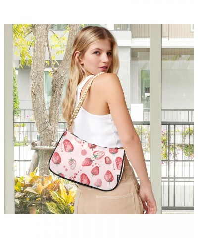 Doodle Strawberry Shoulder Bags for Women Crossbody Bags Tote Handbag Stylish Clutch Purse with Chain Strap 7.1x11x2.8 in $16...