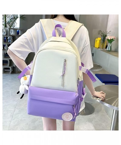 Lightweight College Backpack 4 Pcs Set Canvas Women Large Capacity Work Travel Bag Casual Breathable Multipockets Bookbag Bla...