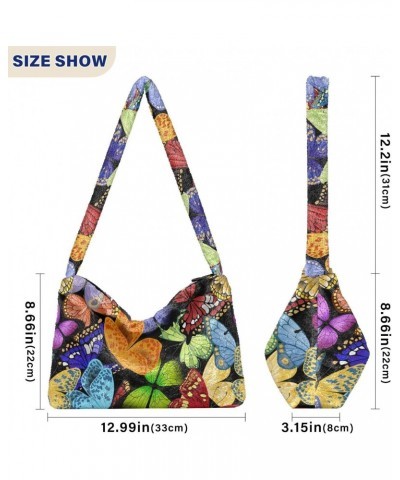 Butterfly Colored Insects Tote Handbags for Women Ultra Soft Fluffy Shoulder Bag with Zipper Fashion Durable Shoulder Purses ...