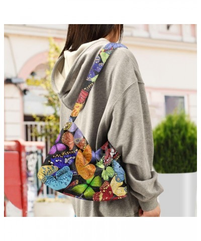 Butterfly Colored Insects Tote Handbags for Women Ultra Soft Fluffy Shoulder Bag with Zipper Fashion Durable Shoulder Purses ...