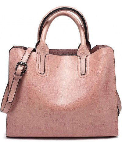 Womens Vintage Solid Color Handbags and Purses PU Top-handle Satchel Hobo Totes Shoulder Bags Pink $13.74 Totes