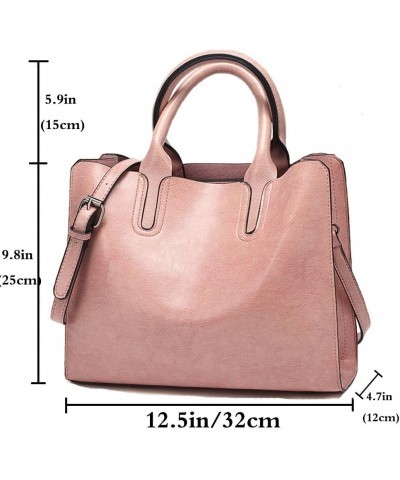 Womens Vintage Solid Color Handbags and Purses PU Top-handle Satchel Hobo Totes Shoulder Bags Pink $13.74 Totes