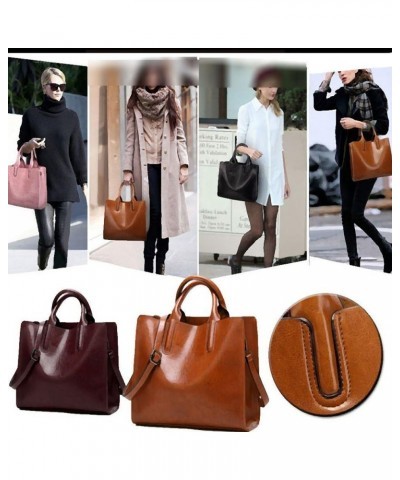 Womens Vintage Solid Color Handbags and Purses PU Top-handle Satchel Hobo Totes Shoulder Bags Pink $13.74 Totes