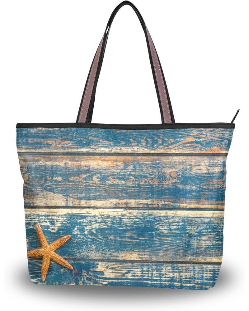 Summer Daisy Tote Handbags for Women Large Capacity Work Purse Designer Shoulder Bags Wooden Starfish $10.35 Totes