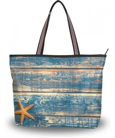 Summer Daisy Tote Handbags for Women Large Capacity Work Purse Designer Shoulder Bags Wooden Starfish $10.35 Totes