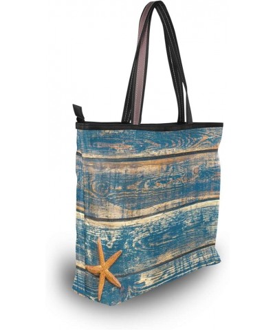 Summer Daisy Tote Handbags for Women Large Capacity Work Purse Designer Shoulder Bags Wooden Starfish $10.35 Totes