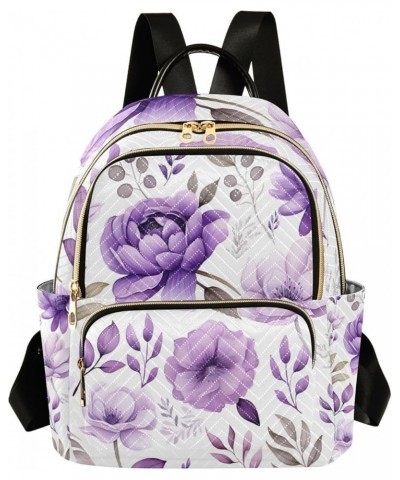 Watercolor Purple Floral Women's Fashion Backpack, Casual Backpack, Summer Backpack, S Botanical Purple Floral Watercolor-1 S...