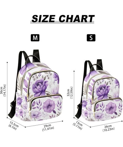 Watercolor Purple Floral Women's Fashion Backpack, Casual Backpack, Summer Backpack, S Botanical Purple Floral Watercolor-1 S...