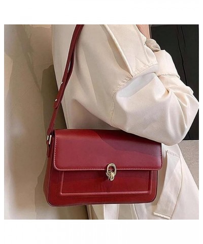 PU Leather Flap Shoulder Bag Trendy Armpit Hobo Bag Satchel Bag Fall Winter Purse Women Vintage Tote Bag Red $9.46 Totes