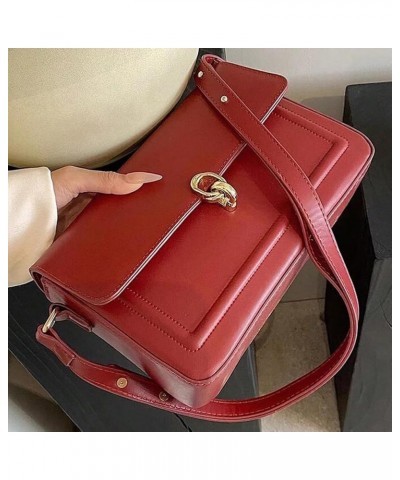 PU Leather Flap Shoulder Bag Trendy Armpit Hobo Bag Satchel Bag Fall Winter Purse Women Vintage Tote Bag Red $9.46 Totes