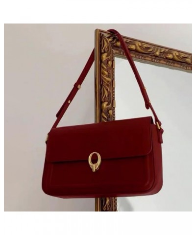 PU Leather Flap Shoulder Bag Trendy Armpit Hobo Bag Satchel Bag Fall Winter Purse Women Vintage Tote Bag Red $9.46 Totes