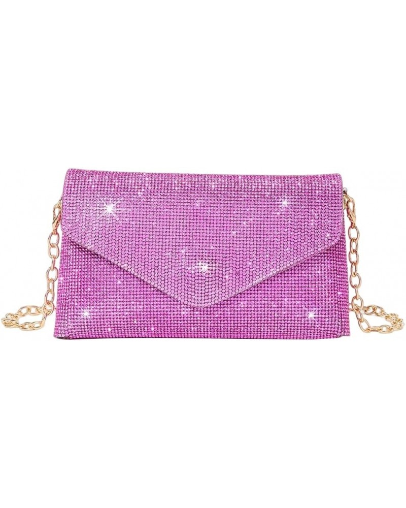 Evening Bag Rhinestone Glitter Handbags PU Ladies Chain Crossbody Bags Rhinestone Wedding Bag Shoulder Bag Rose Red $13.92 Ev...