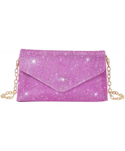 Evening Bag Rhinestone Glitter Handbags PU Ladies Chain Crossbody Bags Rhinestone Wedding Bag Shoulder Bag Rose Red $13.92 Ev...