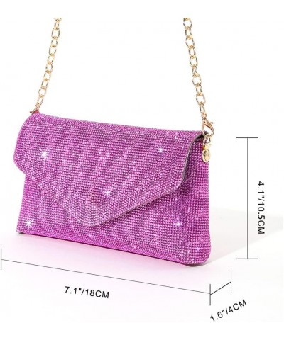 Evening Bag Rhinestone Glitter Handbags PU Ladies Chain Crossbody Bags Rhinestone Wedding Bag Shoulder Bag Rose Red $13.92 Ev...