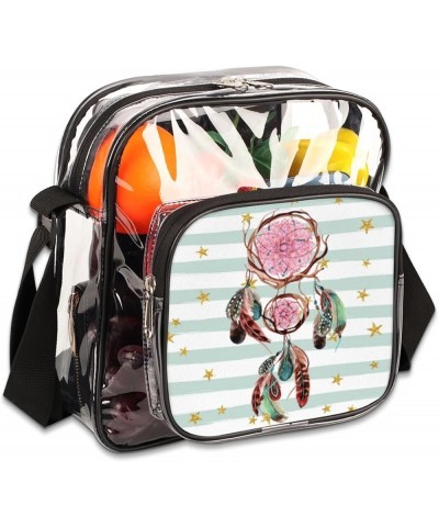 Bush Fox Stadium-Approved Clear Crossbody Bag with Colorful Print Design Dreamcatcher Pink $10.32 Crossbody Bags