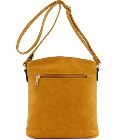 Triple Zip Pocket Large Crossbody Bag Mustard $19.03 Crossbody Bags