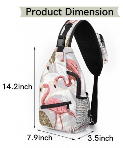 Tropical Leaves Flamingos Sling Bag for Women Crossbody Backpack Purse Shoulder Casual Daypack Cross Body Bags for Travel Cyc...